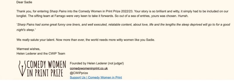 Sharp-Pains-Judges-Comments-2022-2023-Comedy-Women-in-Print-Prize